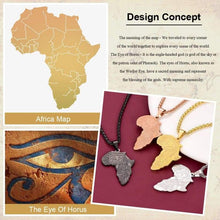 Load image into Gallery viewer, FaithHeart African Map Eye of Horus Necklace Stainless Steel Ancient Egyptian Symbol of Protection Jewelry Men Women Talisman Pendants
