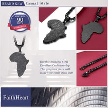 Load image into Gallery viewer, FaithHeart African Map Eye of Horus Necklace Stainless Steel Ancient Egyptian Symbol of Protection Jewelry Men Women Talisman Pendants
