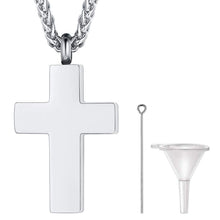 Load image into Gallery viewer, FaithHeart Cremation Urn Necklace Women Men Stainless Steel Cross Memento Jewelry Pet Ashes/Perfume Keepsake Pendant Necklace for Memory
