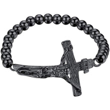 Load image into Gallery viewer, FaithHeart Cross Bracelet Bible Verse Prayer Jewelry Stainless Steel/18K Gold Plated Resilient Beads Chain Bracelet Christian Praying Hands
