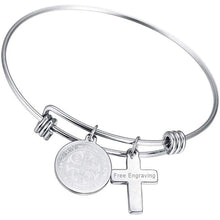 Load image into Gallery viewer, FaithHeart Cross Bracelet Bible Verse Prayer Jewelry Stainless Steel/18K Gold Plated Resilient Beads Chain Bracelet Christian Praying Hands
