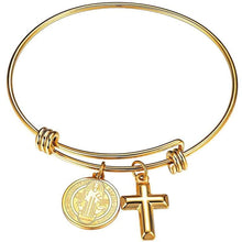 Load image into Gallery viewer, FaithHeart Cross Bracelet Bible Verse Prayer Jewelry Stainless Steel/18K Gold Plated Resilient Beads Chain Bracelet Christian Praying Hands
