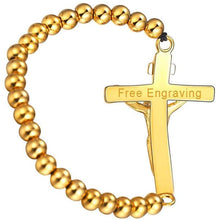 Load image into Gallery viewer, FaithHeart Cross Bracelet Bible Verse Prayer Jewelry Stainless Steel/18K Gold Plated Resilient Beads Chain Bracelet Christian Praying Hands
