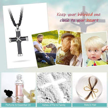 Load image into Gallery viewer, FaithHeart Cross Cremation Urn Necklace Women Men Stainless Steel Memento Jewelry Pet Ashes/Perfume Keepsake Pendant Necklace for Memory
