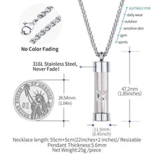 Load image into Gallery viewer, FaithHeart Hourglass Cremation Urn Necklace Women Men Stainless Steel Memento Jewelry Pet Ashes/Perfume Keepsake Pendant Necklace for Memory

