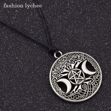 Load image into Gallery viewer, fashion lychee Vintage Triple Moon Goddess Tree Of Life Pendant Necklace Wiccan Pentagram Supernatural Amulet
