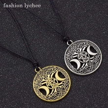 Load image into Gallery viewer, fashion lychee Vintage Triple Moon Goddess Tree Of Life Pendant Necklace Wiccan Pentagram Supernatural Amulet
