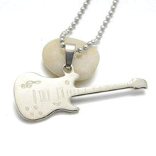 Load image into Gallery viewer, Fashion Silver Blue Black Stainless Steel Music Guitar Pendant Necklace Jewelry For Women &amp; Men Chain 60cm Long - Pendant Necklace
