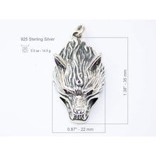 Load image into Gallery viewer, Fenrir Wolf Head Pendant Necklace 925 Sterling Silver Animal Spirit Totem Mens Energy Amulet Viking Norse Mythology Final Fantasy Jewelry Gift for Men 3D Supernatural Handmade
