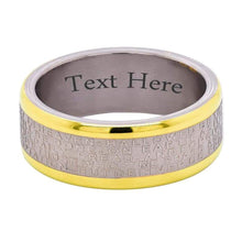 Load image into Gallery viewer, FlameReflection Stainless Steel Tungsten Titanium Men's Band Christian Holy Cross Lord's Prayer Ring Catholic Religious Bible Verse Engraved w Personalize Engrave SPJ
