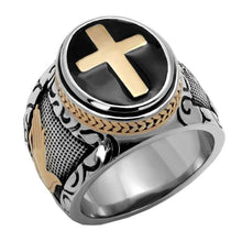 Load image into Gallery viewer, FlameReflection Stainless Steel Tungsten Titanium Men's Band Christian Holy Cross Lord's Prayer Ring Catholic Religious Bible Verse Engraved w Personalize Engrave SPJ
