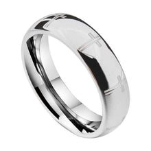Load image into Gallery viewer, FlameReflection Stainless Steel Tungsten Titanium Men's Band Christian Holy Cross Lord's Prayer Ring Catholic Religious Bible Verse Engraved w Personalize Engrave SPJ
