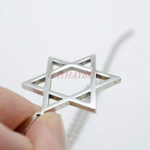 Load image into Gallery viewer, Free Shipping Trendy Silver tone Stainless Steel Six-Pointed Jewish Star of David Hexagram Charm Pendant Necklace Jewelry - Pendant Necklace
