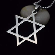 Load image into Gallery viewer, Free Shipping Trendy Silver tone Stainless Steel Six-Pointed Jewish Star of David Hexagram Charm Pendant Necklace Jewelry - Pendant Necklace
