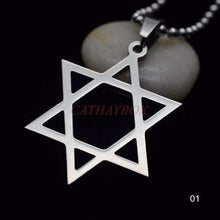 Load image into Gallery viewer, Free Shipping Trendy Silver tone Stainless Steel Six-Pointed Jewish Star of David Hexagram Charm Pendant Necklace Jewelry - Pendant Necklace
