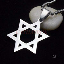 Load image into Gallery viewer, Free Shipping Trendy Silver tone Stainless Steel Six-Pointed Jewish Star of David Hexagram Charm Pendant Necklace Jewelry - Pendant Necklace
