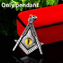 Load image into Gallery viewer, Freemason pendant necklace Yellow eye Stainless Steel illuminati Men biker Chain Gothic Jewelry
