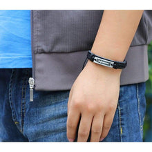 Load image into Gallery viewer, Fusamk Fashion Religious Cross Tag Bangle Leather Wristband Rope Link Bracelet - Jewelry
