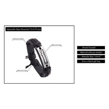 Load image into Gallery viewer, Fusamk Fashion Religious Cross Tag Bangle Leather Wristband Rope Link Bracelet - Jewelry
