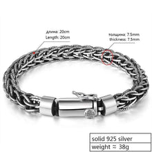 Load image into Gallery viewer, Genuine 925 Sterling Silver Bracelet Men Vintage Handmade Weave Bracelets Bangles Mans Jewelry (Length 20cm)
