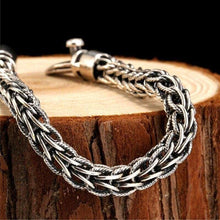 Load image into Gallery viewer, Genuine 925 Sterling Silver Bracelet Men Vintage Handmade Weave Bracelets Bangles Mans Jewelry (Length 20cm)
