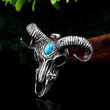 Load image into Gallery viewer, goat skull skeleton pendant necklace Men demonic animal Jewelry with stone amulet
