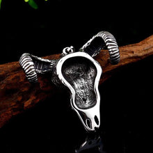 Load image into Gallery viewer, goat skull skeleton pendant necklace Men demonic animal Jewelry with stone amulet
