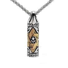 Load image into Gallery viewer, Gold Silver Tone 316L Stainless Steel Jewish Star of David Hexagram Cylinder Pendant Necklace SS Chain - Pendant Necklace
