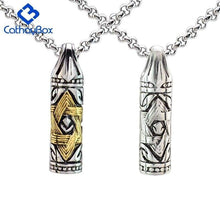 Load image into Gallery viewer, Gold Silver Tone 316L Stainless Steel Jewish Star of David Hexagram Cylinder Pendant Necklace SS Chain - Pendant Necklace
