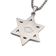 Load image into Gallery viewer, Gold Silver Tone Stainless Steel Jewish Star of David Eyes Hexagram Pendant Necklace SS Chain 60CM Long - Pendant Necklace
