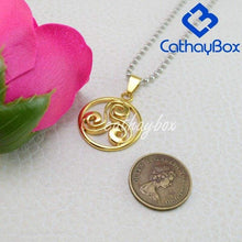 Load image into Gallery viewer, Gold Tone Stainless Steel Triskelion Triskele Round Pendant Necklace SS Ball Chain 60CM Long - Pendant Necklace

