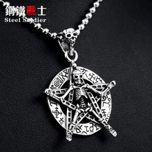 Load image into Gallery viewer, good detail Stainless Steel skull pendant david of star skull Jewelry for men
