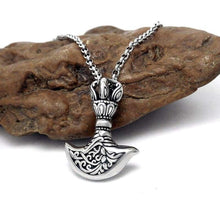 Load image into Gallery viewer, Gothic Black Enamel Silver Stainless Steel Axe Pendant Necklace 60CM SS Chain - Pendant Necklace
