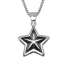 Load image into Gallery viewer, Gothic Black High Polished Silver Tone Enamel 316L Pentacle Stainless Steel Pendant Necklace with SS Chain 60 CM - Pendant Necklace

