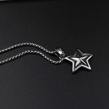 Load image into Gallery viewer, Gothic Black High Polished Silver Tone Enamel 316L Pentacle Stainless Steel Pendant Necklace with SS Chain 60 CM - Pendant Necklace
