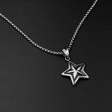 Load image into Gallery viewer, Gothic Black High Polished Silver Tone Enamel 316L Pentacle Stainless Steel Pendant Necklace with SS Chain 60 CM - Pendant Necklace

