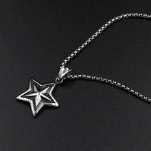 Load image into Gallery viewer, Gothic Black High Polished Silver Tone Enamel 316L Pentacle Stainless Steel Pendant Necklace with SS Chain 60 CM - Pendant Necklace
