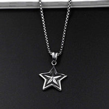 Load image into Gallery viewer, Gothic Black High Polished Silver Tone Enamel 316L Pentacle Stainless Steel Pendant Necklace with SS Chain 60 CM - Pendant Necklace

