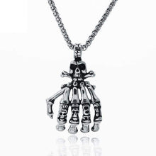 Load image into Gallery viewer, Gothic Skeleton Hand Bones Pendant Necklace (Vintage Silver) (27 5 Inch (70cm) )
