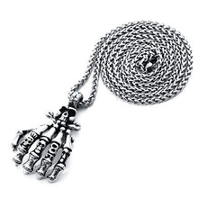 Load image into Gallery viewer, Gothic Skeleton Hand Bones Pendant Necklace (Vintage Silver) (27 5 Inch (70cm) )
