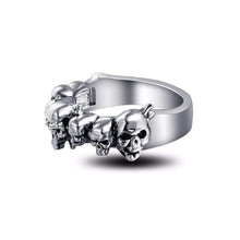 Load image into Gallery viewer, Gothic Skulls Band Biker MC Ring (Silver)

