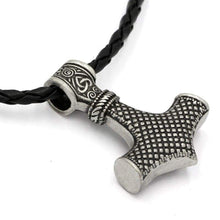 Load image into Gallery viewer, GuoShuang Odin Thors Mjolnir Pendant Viking Necklaces Pendants Jewelry Scandinavian Clear Details Silver Chain - Pendant Necklace
