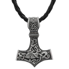 Load image into Gallery viewer, GuoShuang Odin Thors Mjolnir Pendant Viking Necklaces Pendants Jewelry Scandinavian Clear Details Silver Chain - Pendant Necklace

