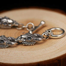 Load image into Gallery viewer, Handmade 925 Silver Men Skulls Bracelet Thai Silver Mens Bracelets Vintage Rock Jewelry
