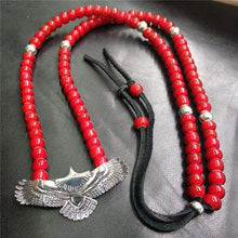 Load image into Gallery viewer, Handmade Indian Style Sterling Silver 925 Eagle Pendant Bead Necklace Men Women Deerskin Leather Long Necklace Customize Jewelry
