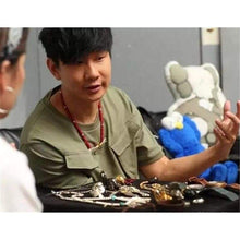 Load image into Gallery viewer, Handmade Indian Style Sterling Silver 925 Eagle Pendant Bead Necklace Men Women Deerskin Leather Long Necklace Customize Jewelry
