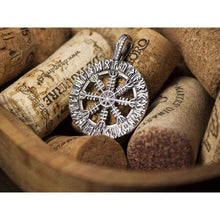 Load image into Gallery viewer, Helm of Awe Terror Protection Pendant Necklace Sterling Silver Amulet Aegishjalmur in Runic Circle Pagan Norse Jewelry Nordic Viking Gifts for Men Women/Additional Option -Sterling Silver Chains
