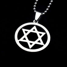 Load image into Gallery viewer, High Polished Round Stainless Steel Jewish Star of David Charm Pendant Necklace with Free Chain 50CM Long - Pendant Necklace
