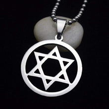 Load image into Gallery viewer, High Polished Round Stainless Steel Jewish Star of David Charm Pendant Necklace with Free Chain 50CM Long - Pendant Necklace
