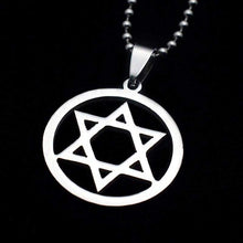 Load image into Gallery viewer, High Polished Round Stainless Steel Jewish Star of David Charm Pendant Necklace with Free Chain 50CM Long - Pendant Necklace
